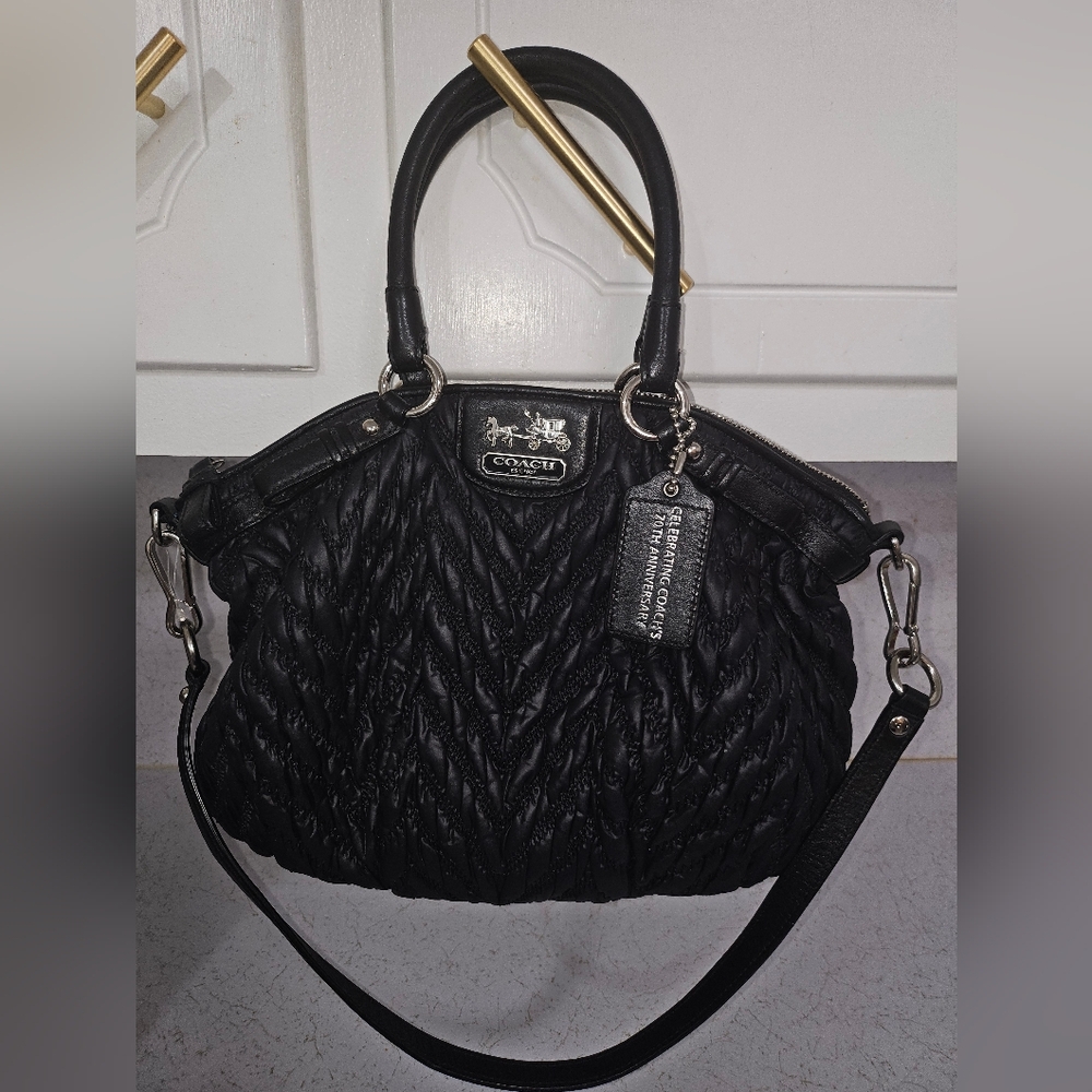 LIMITED EDITION Coach Black Textured Satchel 70th Anniv.